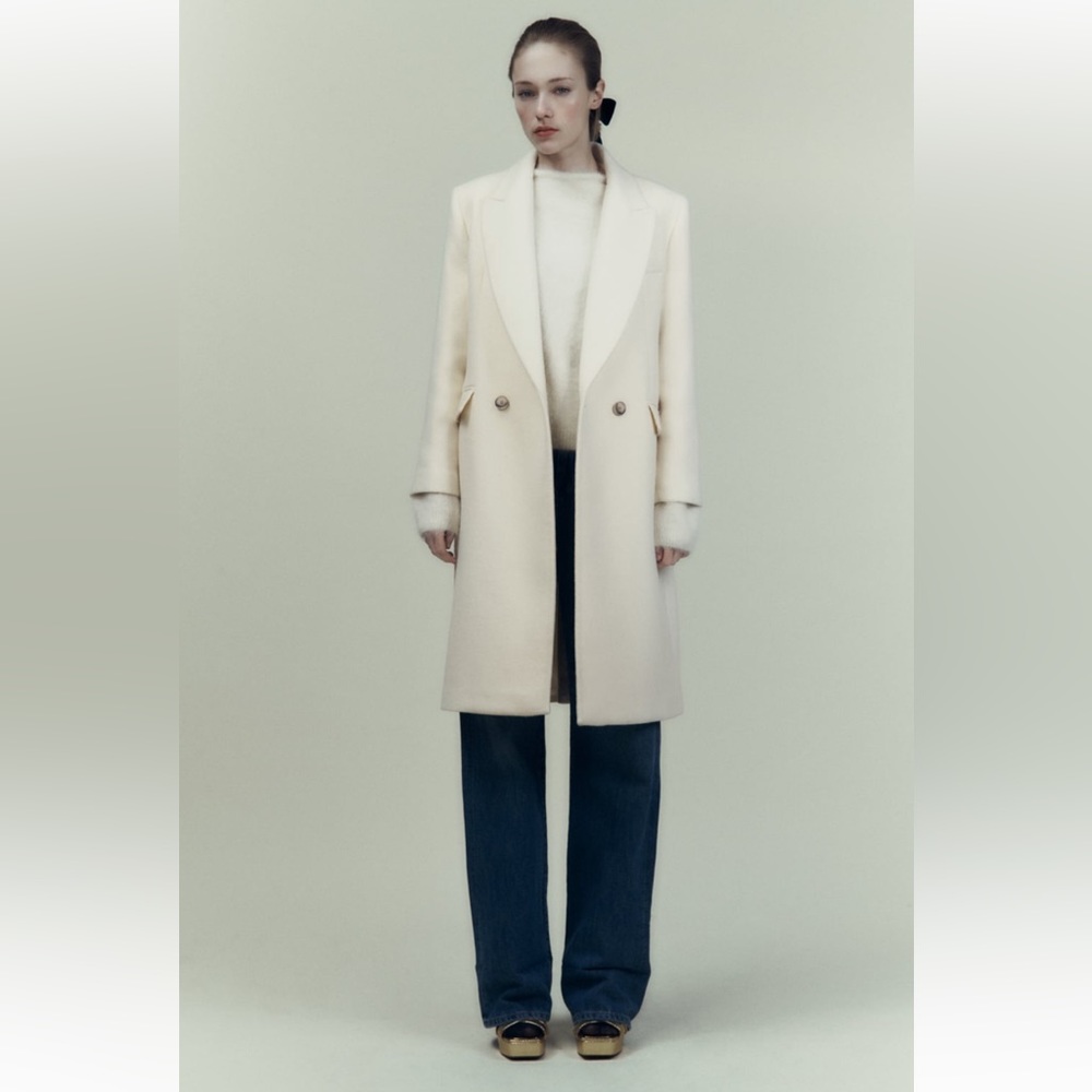 Zara double breasted coat manteco wool Italian fabric
